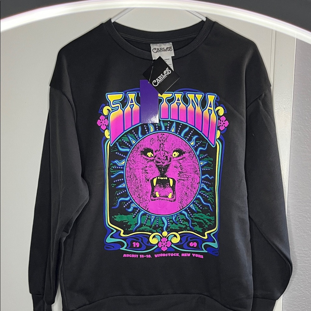 Carlos by Carlos Santana Black Sweatshirt with Vibrant Graphic NWT